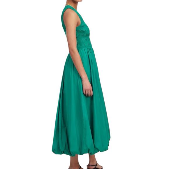 NWt Madewell Melody Bubble Hem Smocked Midi Dress Verdant Green Size Small - Picture 2 of 12